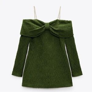 ZARA Moss Green Structured Minidress